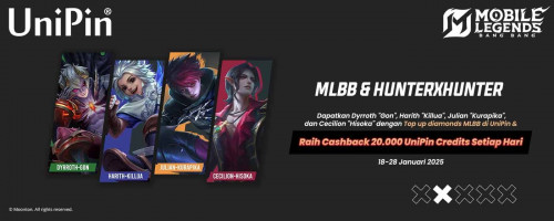 [MLBB & Hunter x Hunter] Draw Kolaborasi Epik & Dapatkan Skin Eksklusif, Token Gratis dan Cashback 20.000 UniPin Credits